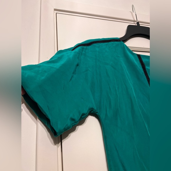 rag & bone beautiful silk emerald dress black lattice exposed zipper on back - Picture 3 of 13